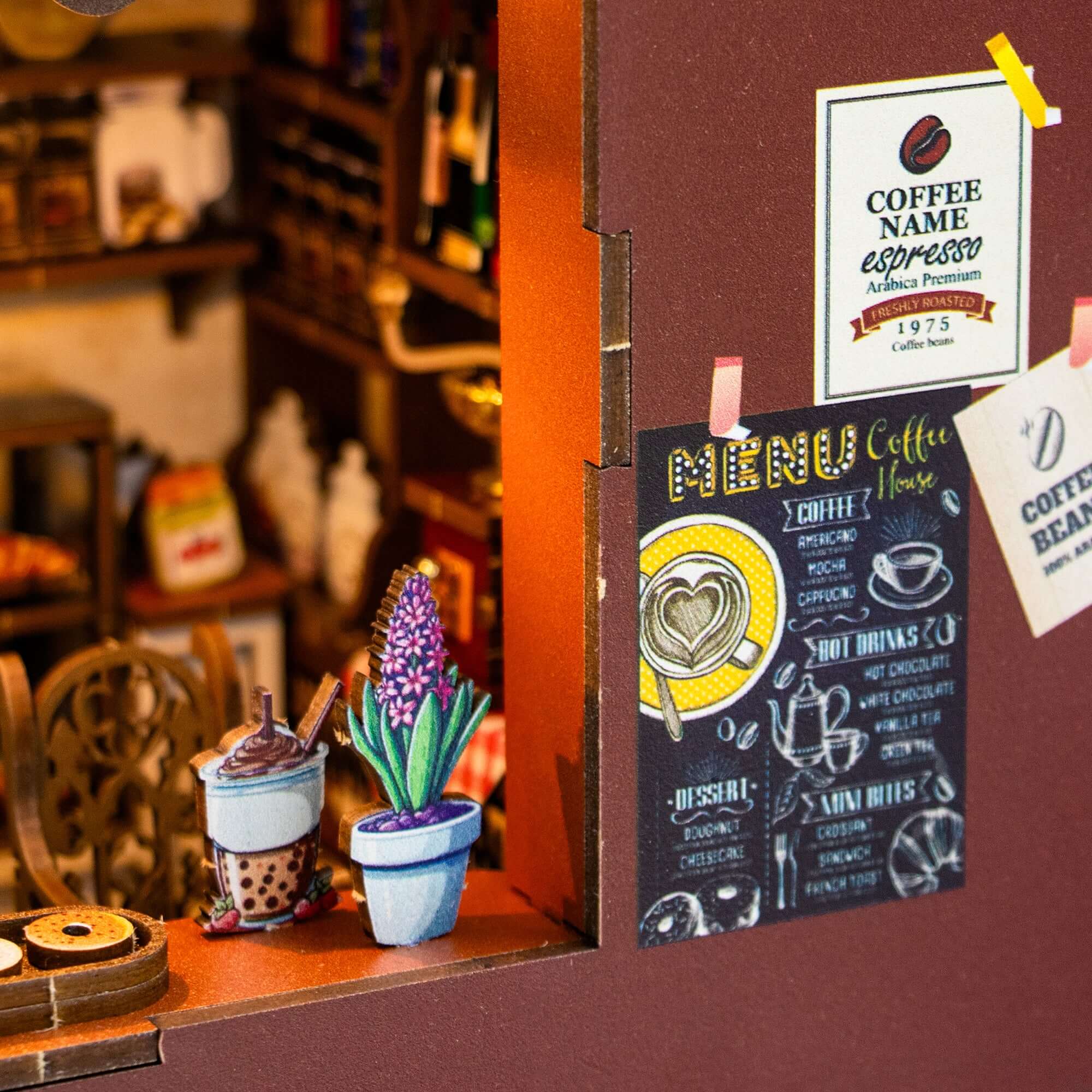 Coffee House - DIY Book Nook Kit,3D Wooden Puzzle