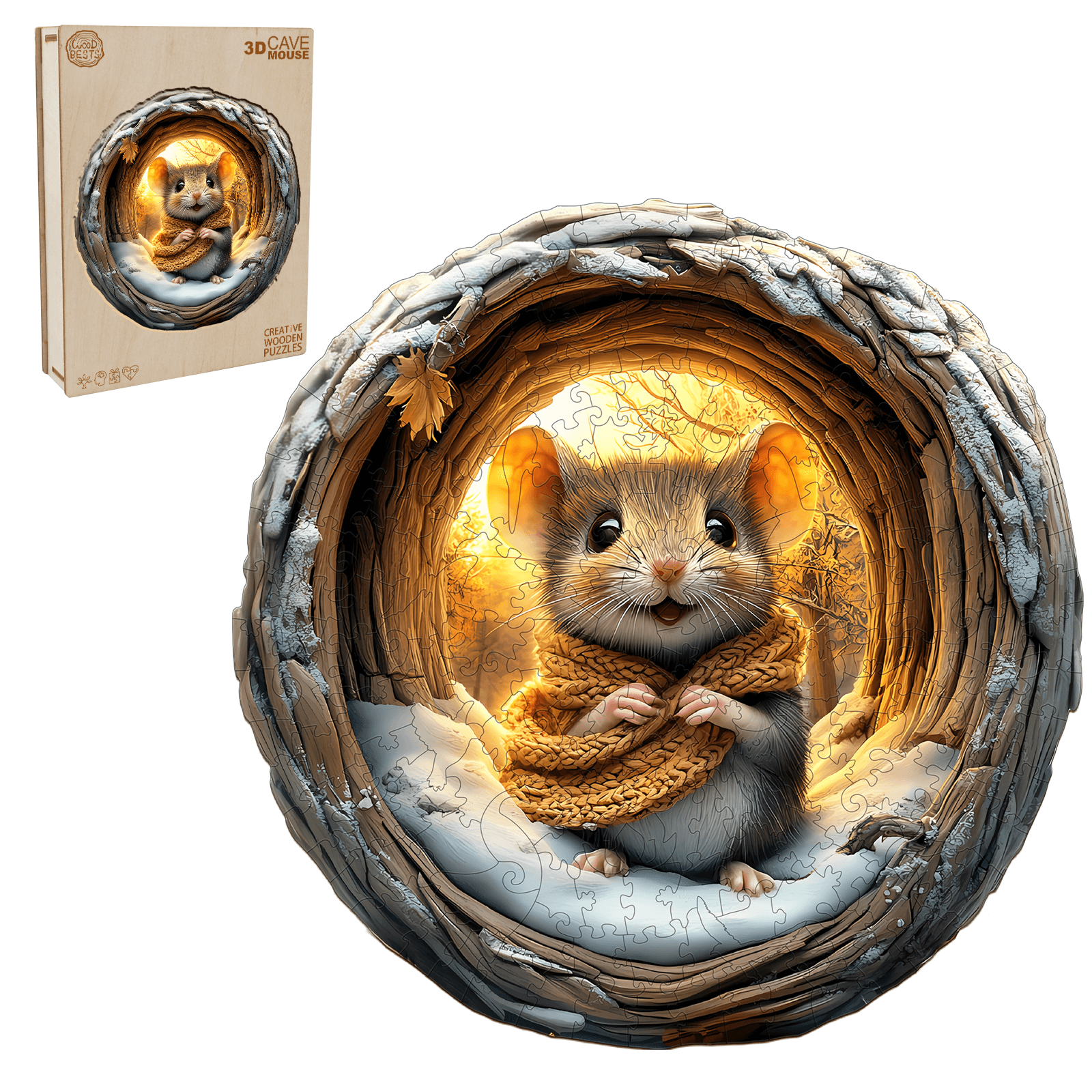 3D Cave Mouse Wooden Jigsaw Puzzle