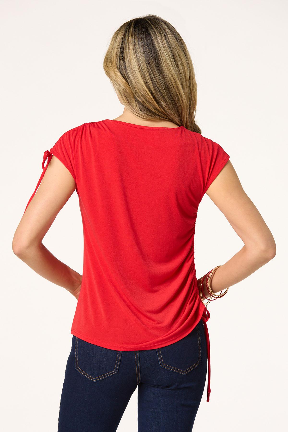Shirred Tie Seam Ruched Top
