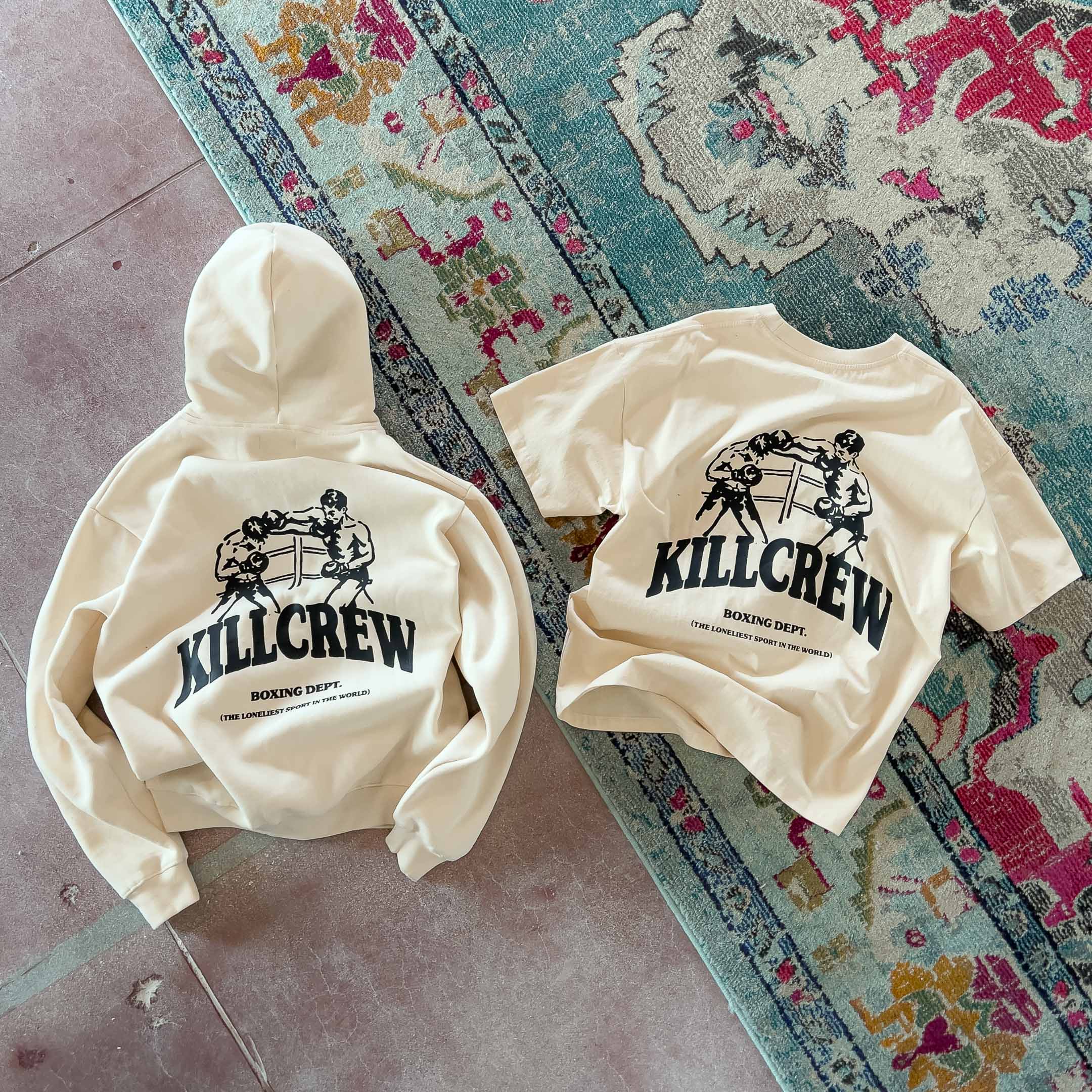 RELAXED FIT BOXING DEPARTMENT T-SHIRT - CREAM / BLACK