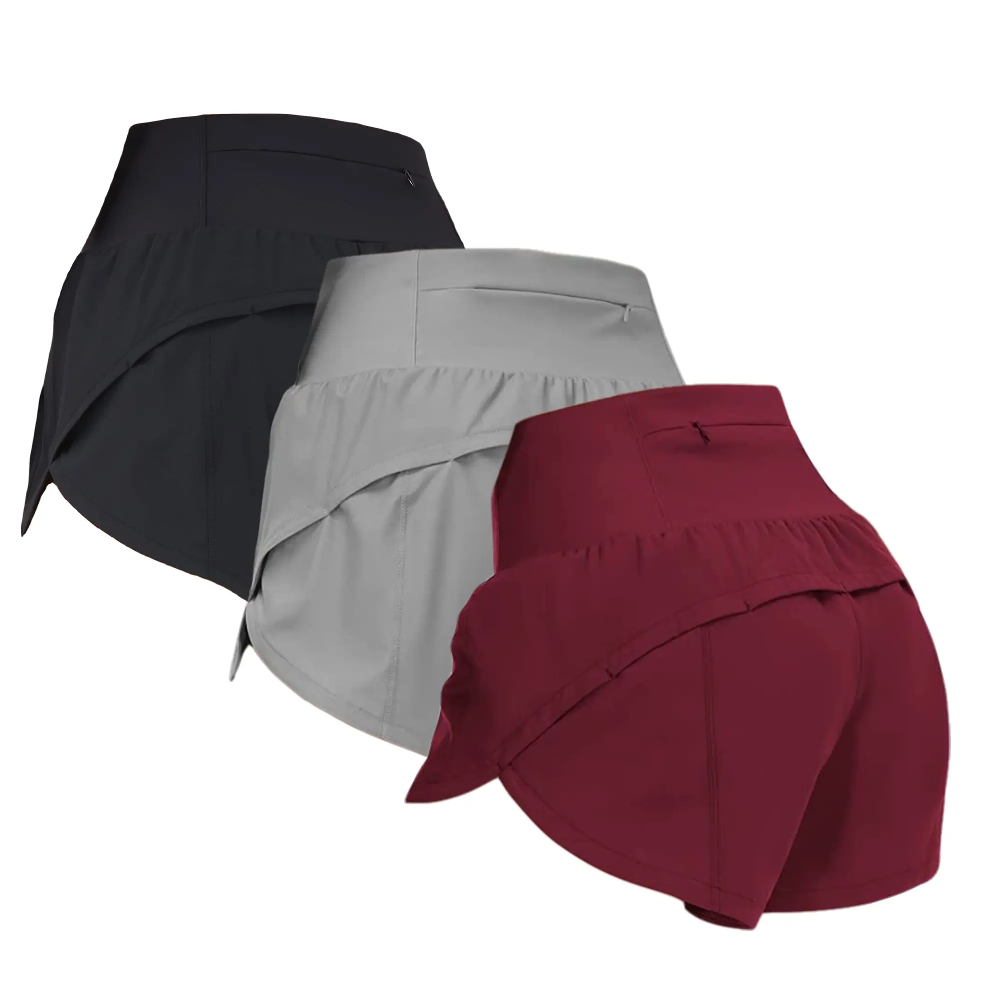 3pc Women's High-Waisted Athletic Shorts with Pockets