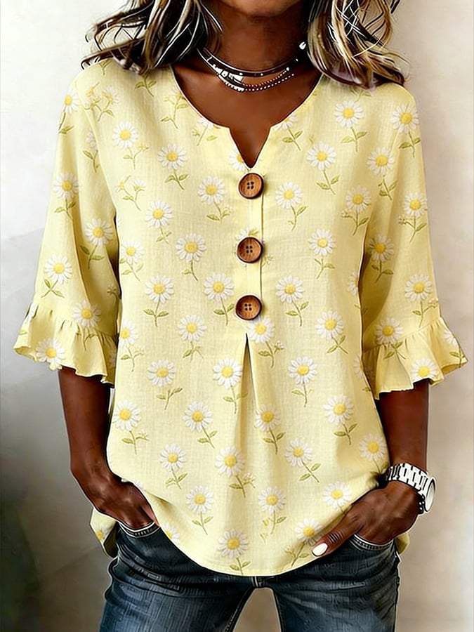 Women's Casual Floral Print Top- Fast Shipping