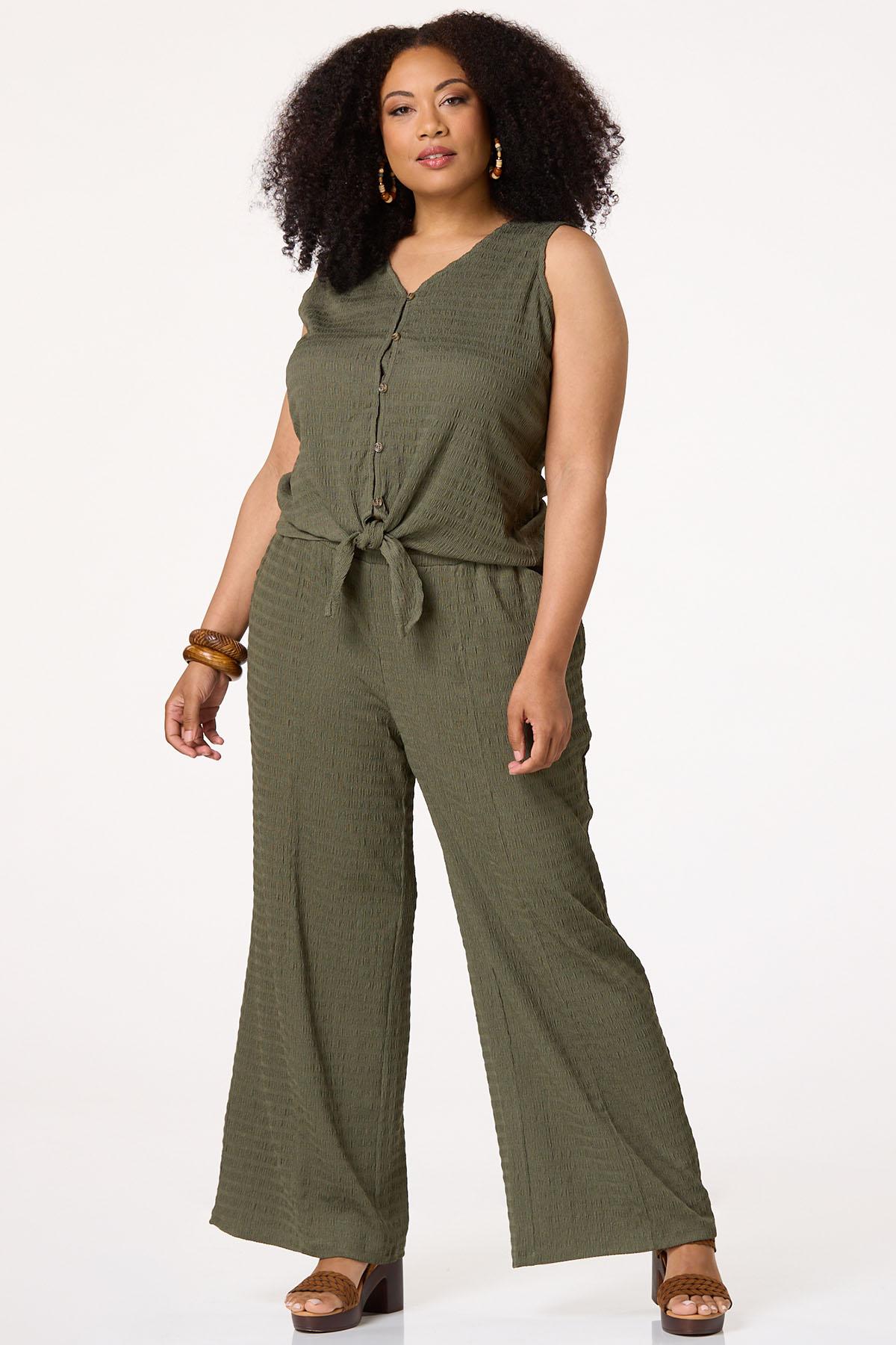 Plus Size Textured Wide Leg Knit Pants