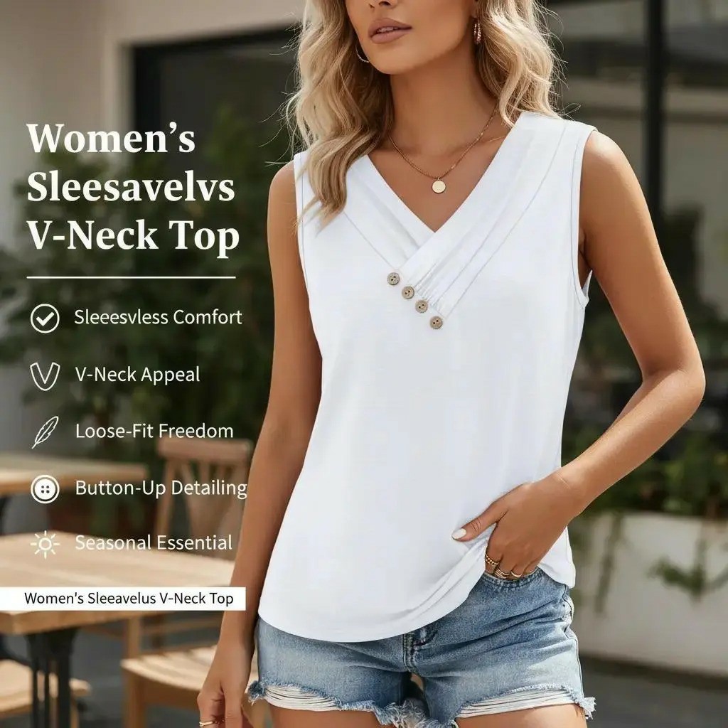 ✨✨Women’s V-Neck Button Front Tank Top