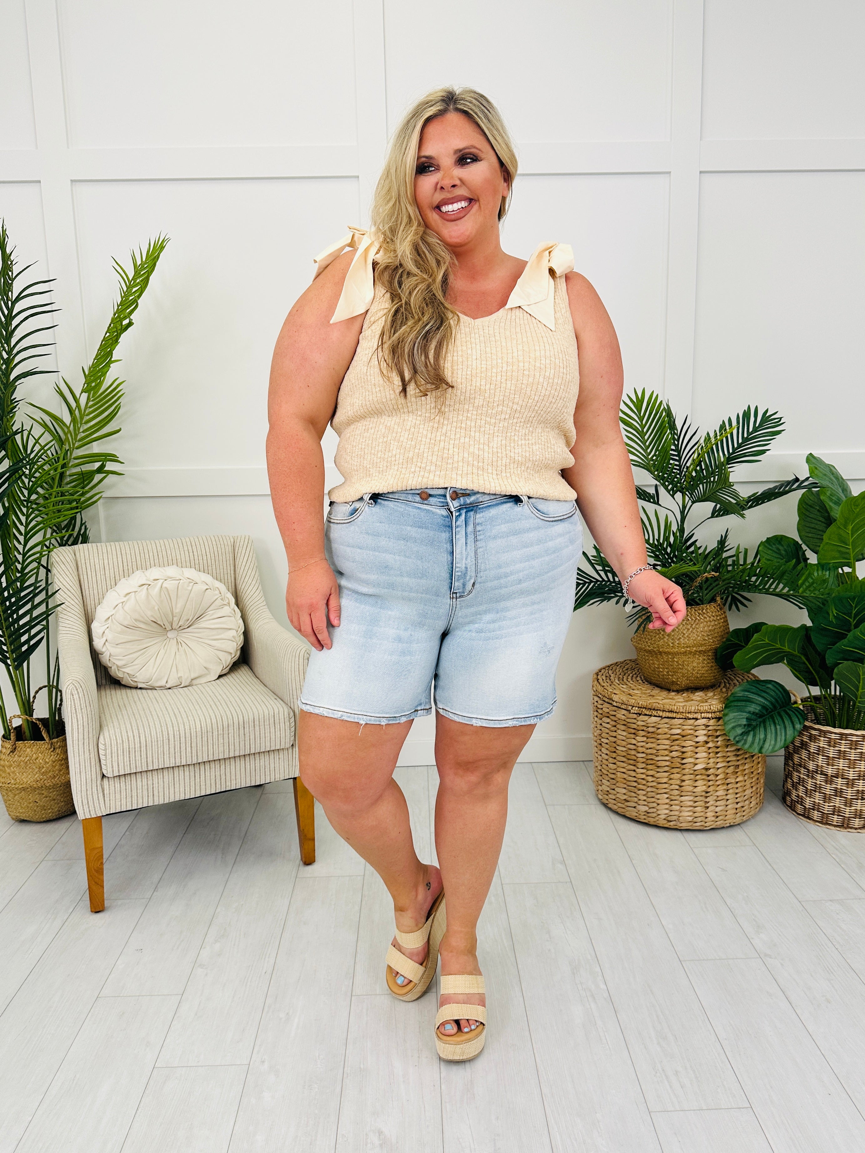 Judy Blue Scene Stealer Double Button Dad Shorts