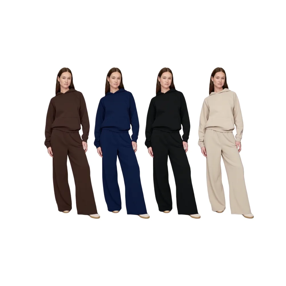 Women's Vintage Soft Lounge Hoodie & Wide-Leg Sweatpants Set