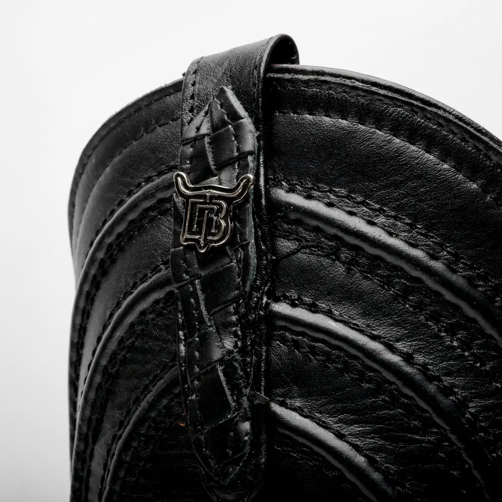 Black Basketweave Leather Boots - Square Toe