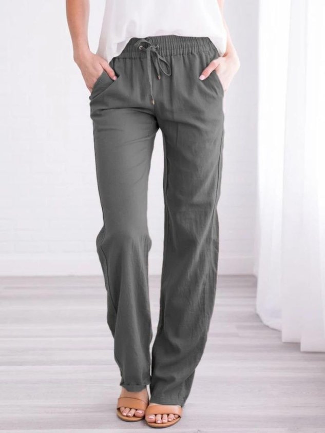 Cotton Regular Fit Casual Plain Pants