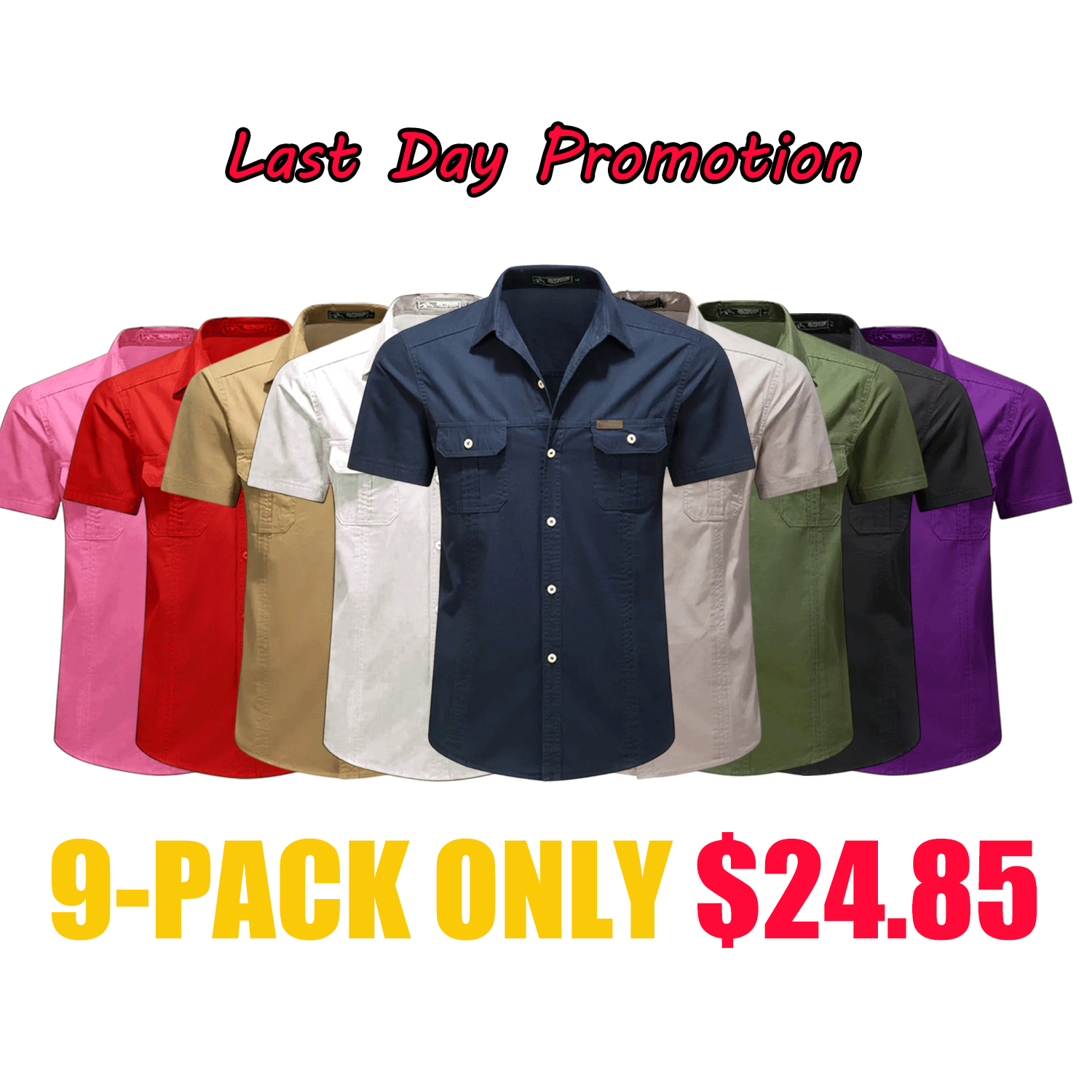 Men’s Durable Workwear Button Down Shirt – Short Sleeve Utility Shirt
