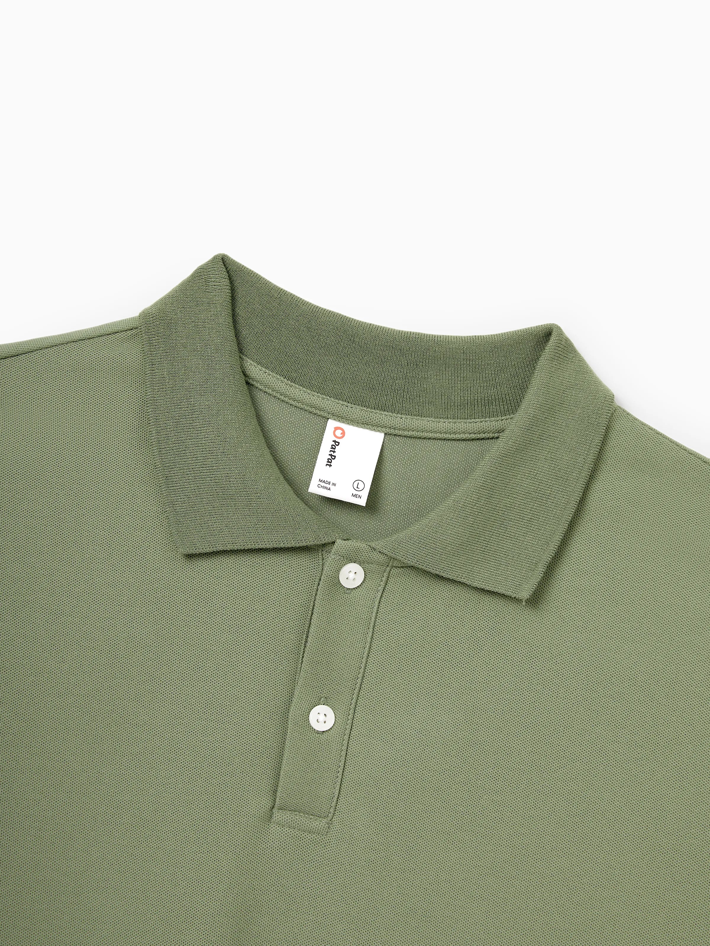Family Matching Polo Collar Short-sleeve Shirt or V-neck Strappy Mesh Dress  Green