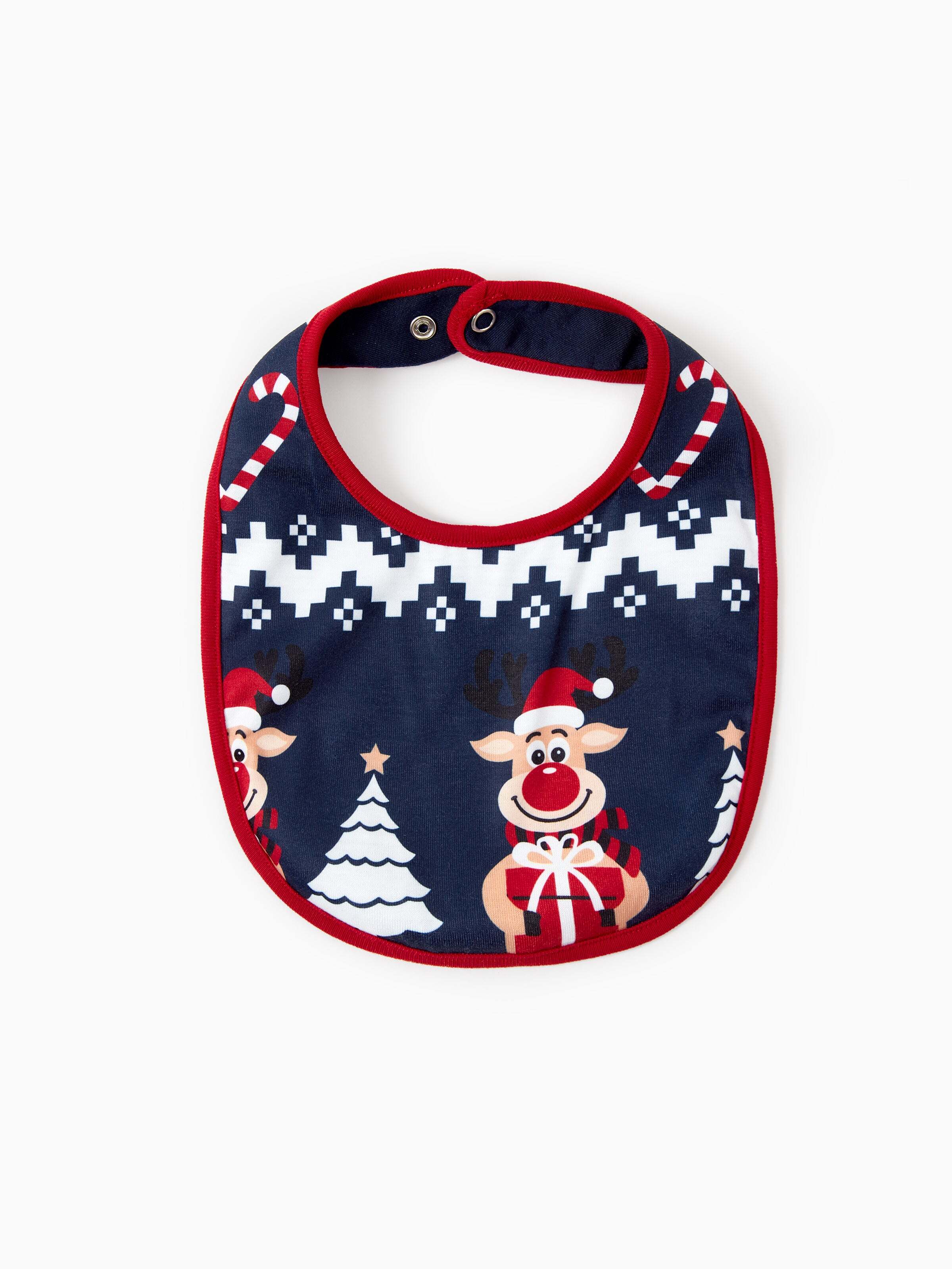 Christmas Matching Family Pajamas Set Reindeer and Snowflake Print PJS Deep Blue