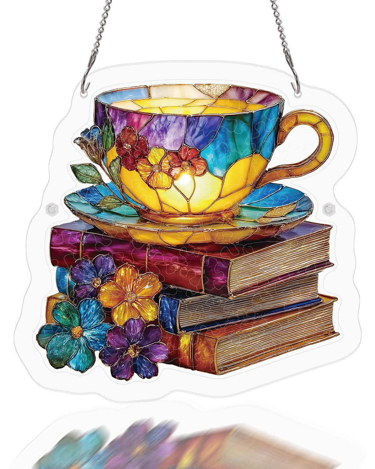 Radiant Bloom Teacup Light Suncatcher-Acrylic Window Art