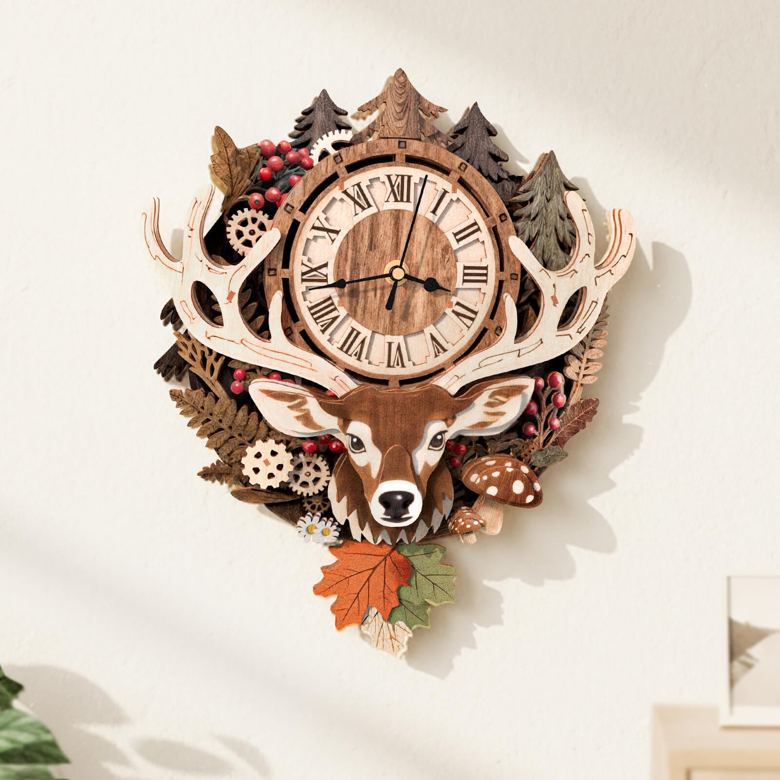 Reindeer– DIY Wooden Clock, 3D Puzzle Craft Kit