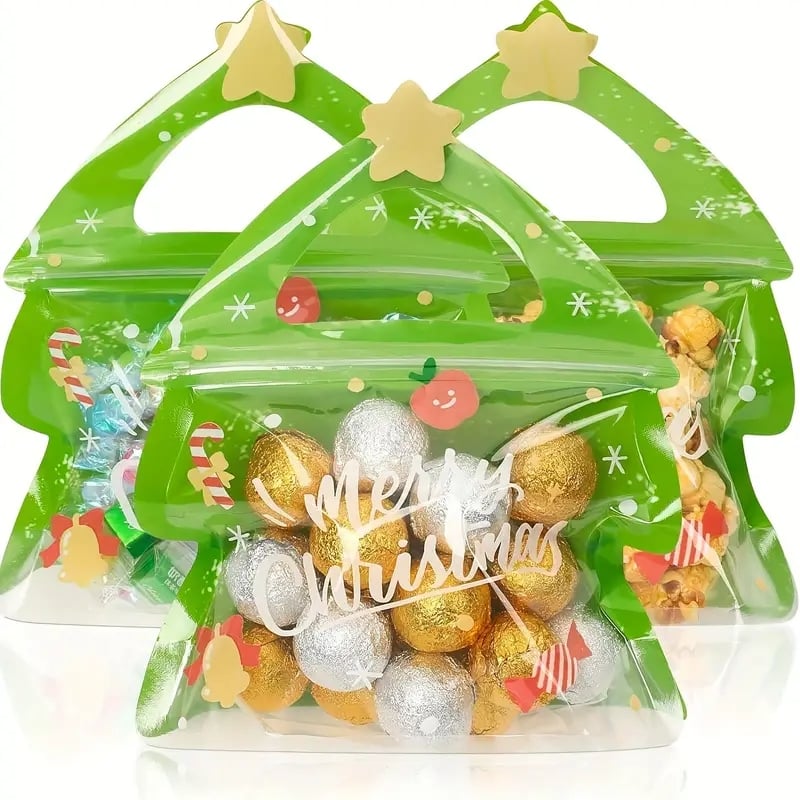 Christmas tree zipper gift bags suitable for candy, chocolate and cookies - holiday decorations