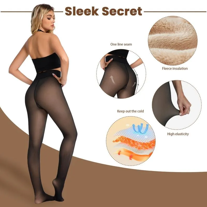 Fleece Lined Tights Sheer Women