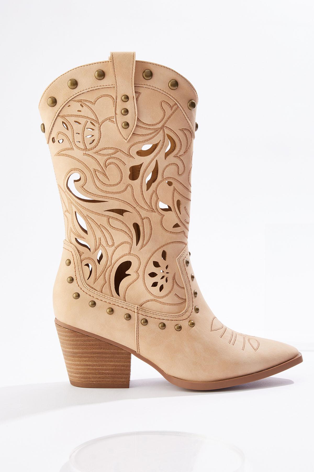 Cutout Embroidered Western Boots