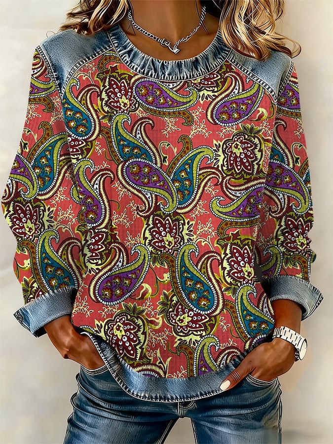 Women's Casual Print Long-Sleeve Sweatshirt