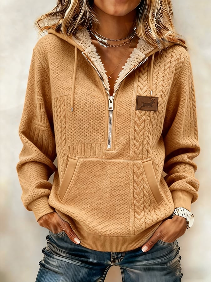 Women's Retro Western Style Zip-Up Hoodie