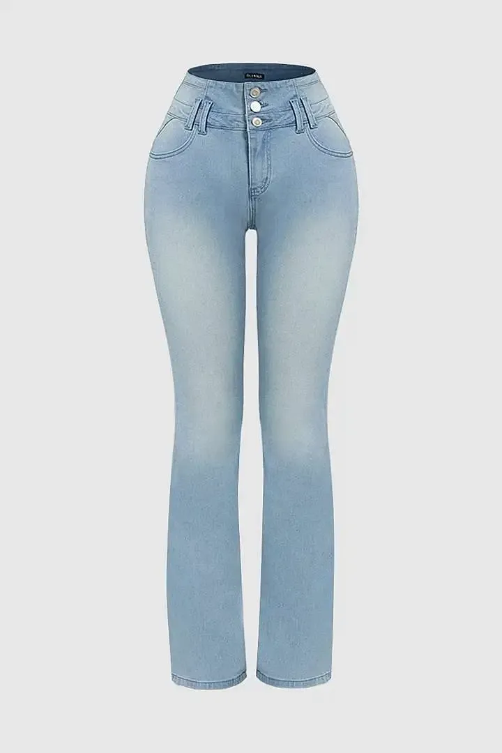 🔥High-Waist Button Fly Flare Jeans 7-Pack Only $24.99