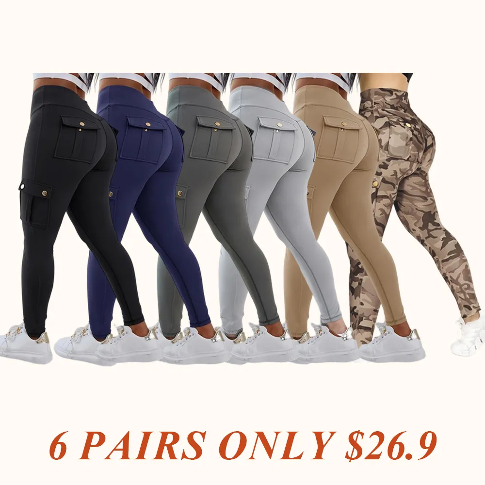 Womens Butt Lifting Leggings with Flap Pockets High