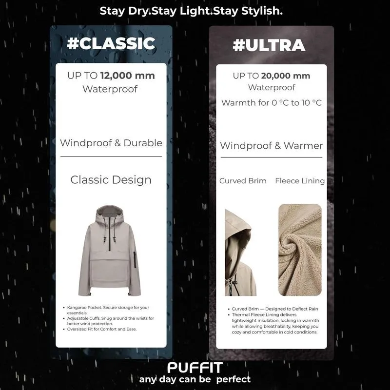 Waterproof oversized autumn hooded jacket