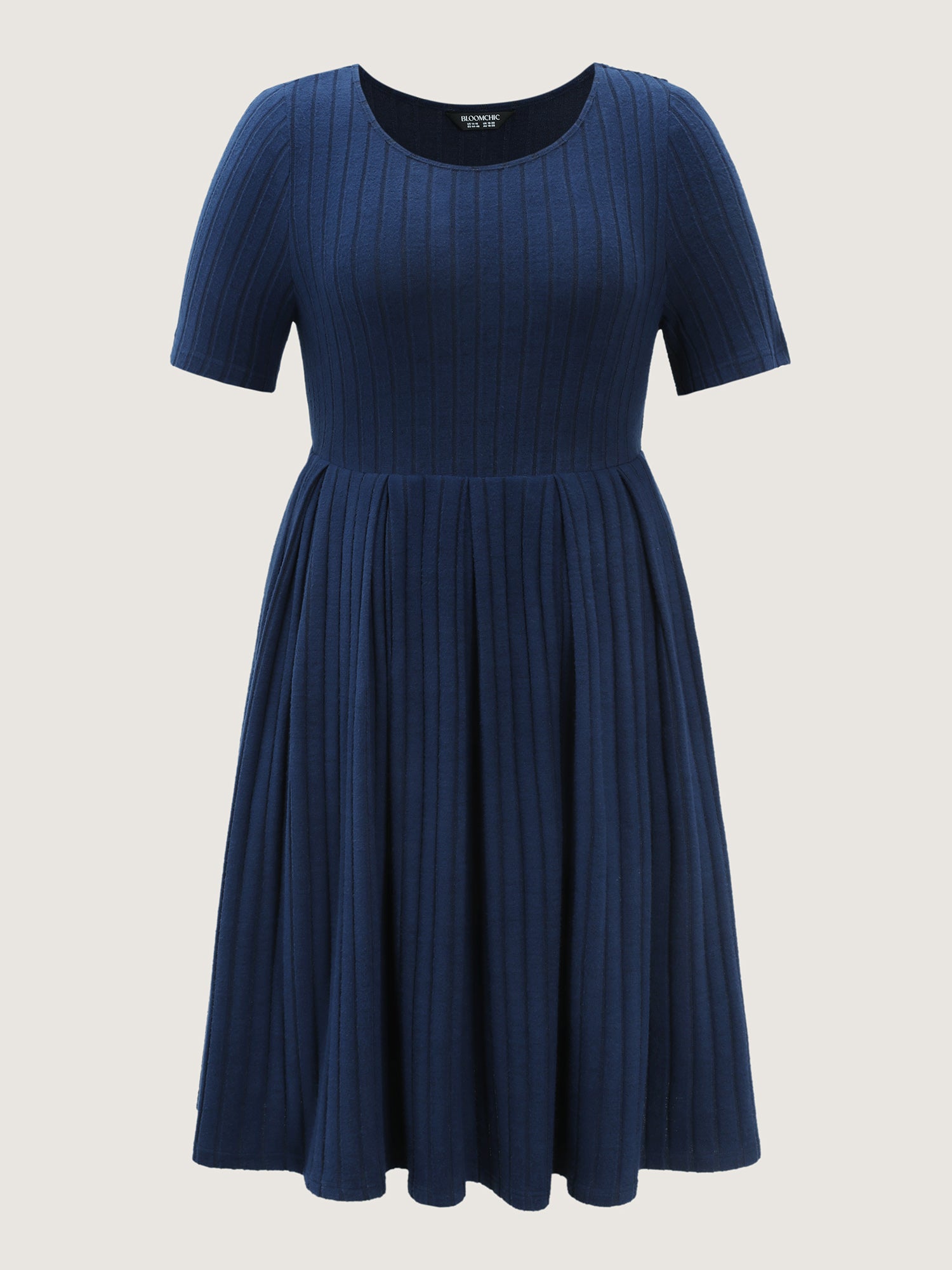 Stretchy Textured Round Neck Mini Dress