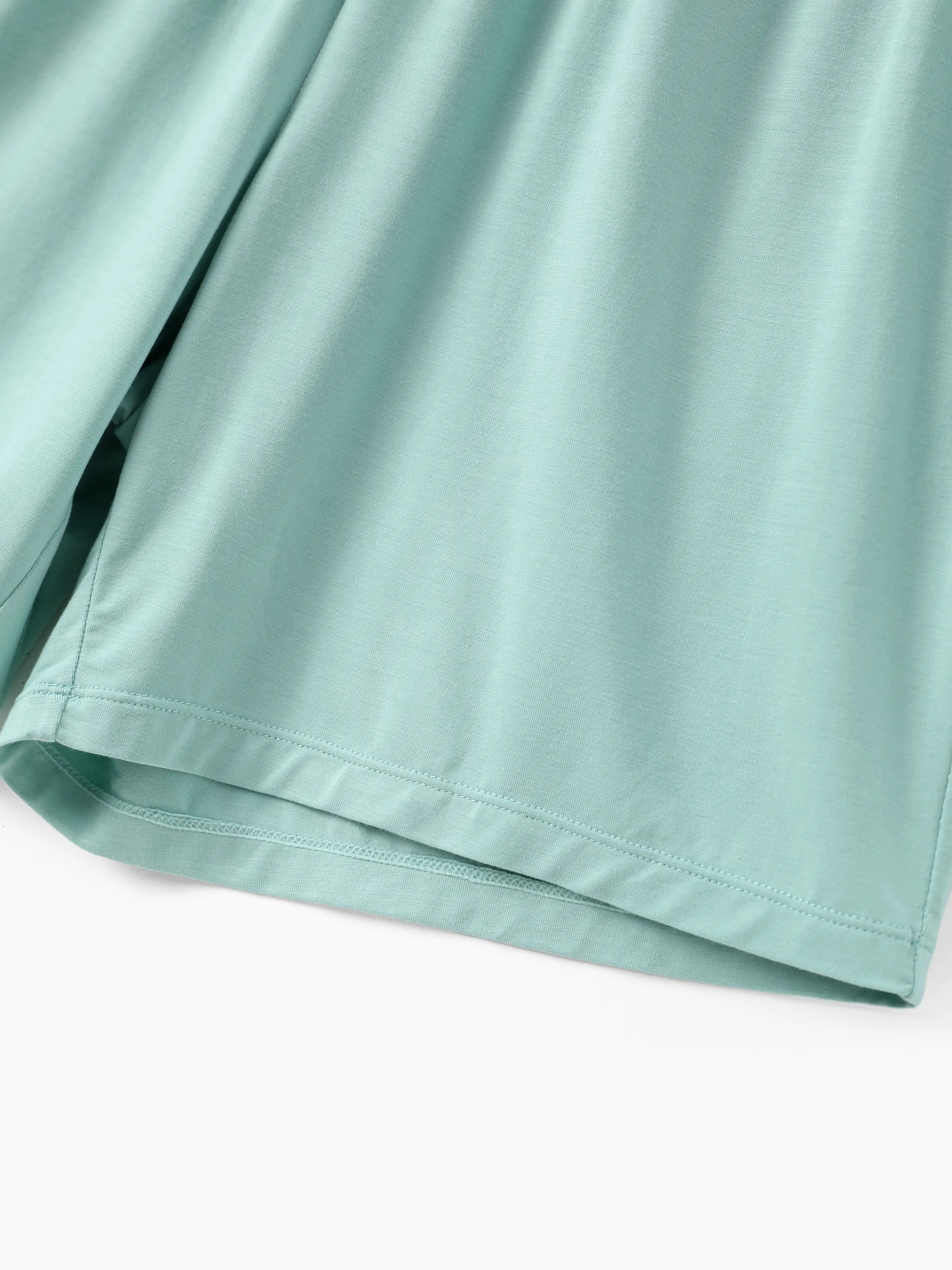 Bamboo Family Pajamas Solid Color Green Short Sleeve Matching Pajama Set ( Snug-Fitting for Children ) Green