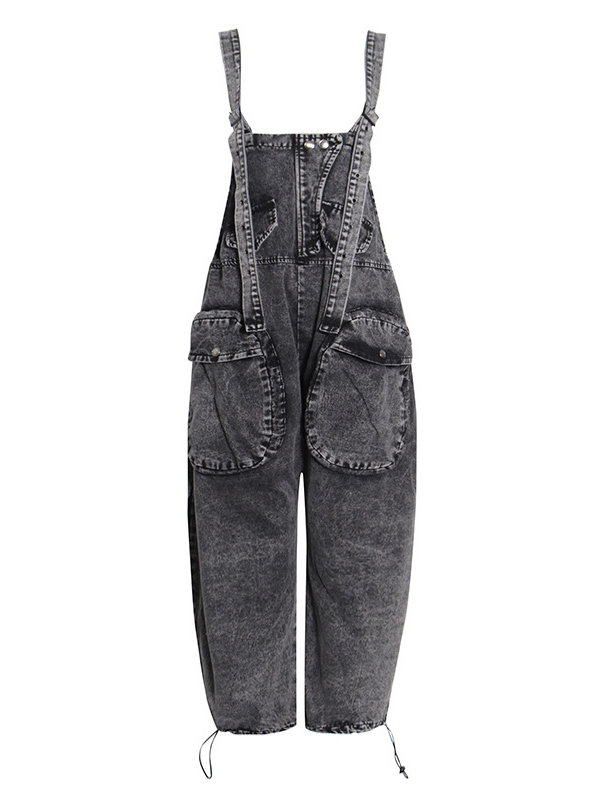 Original Cool Denim Split-Joint Square-Neck Overalls