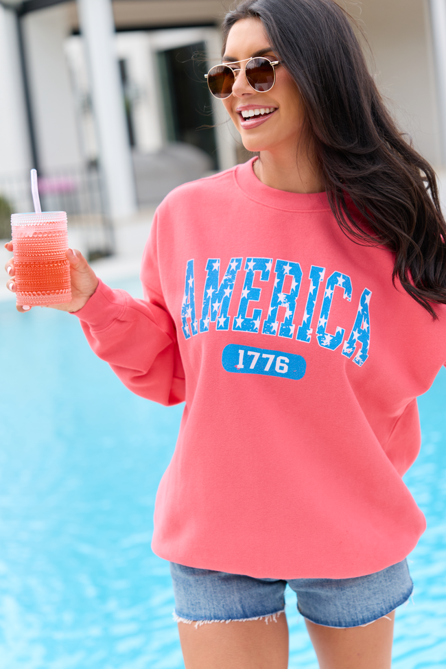 America Star 1776 Light Red Graphic Sweatshirt