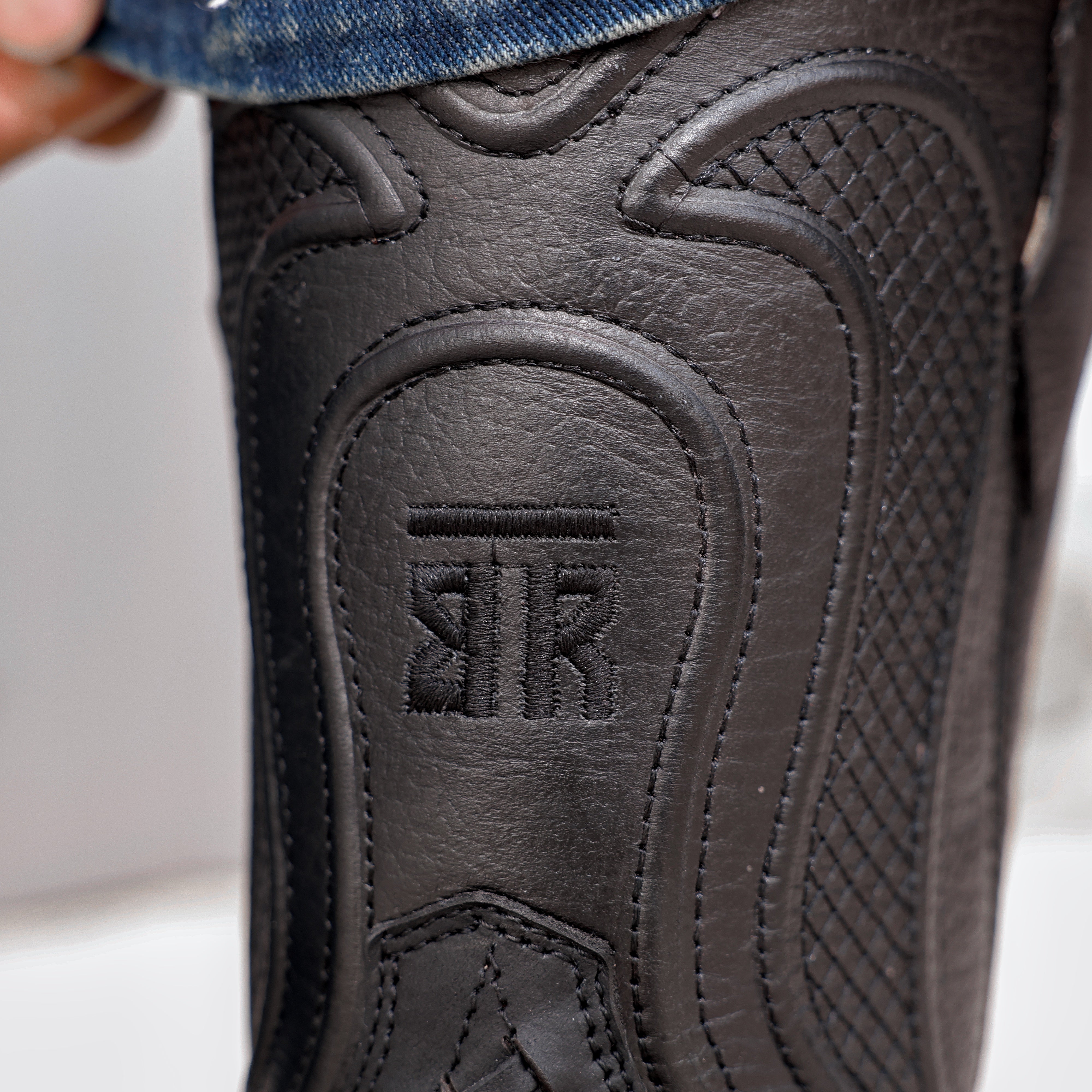 Black Basketweave Leather Boots - Square Toe