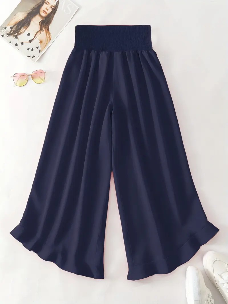 Women's Ditsy Floral Print Wide Leg Pants – Casual Summer Trousers