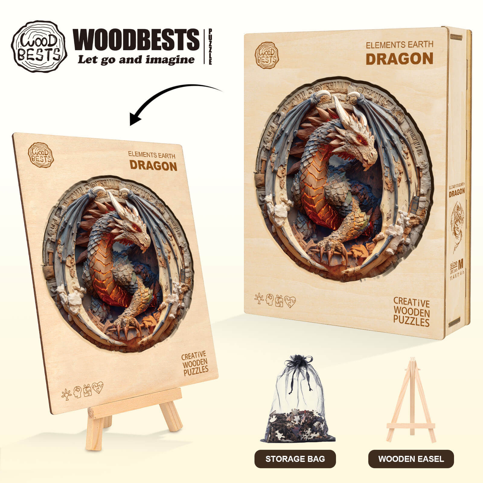 Elements Earth Dragon Wooden Jigsaw Puzzle