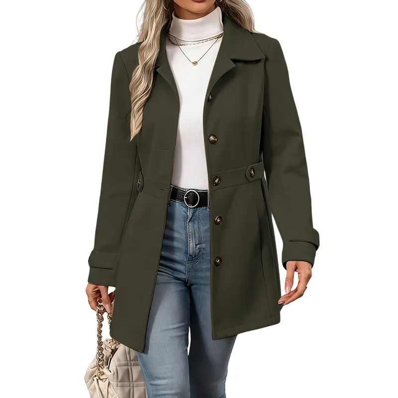 Women's Elegant Overcoat Notched Shawl Collar Single Breasted Outerwear Winter Long Coat