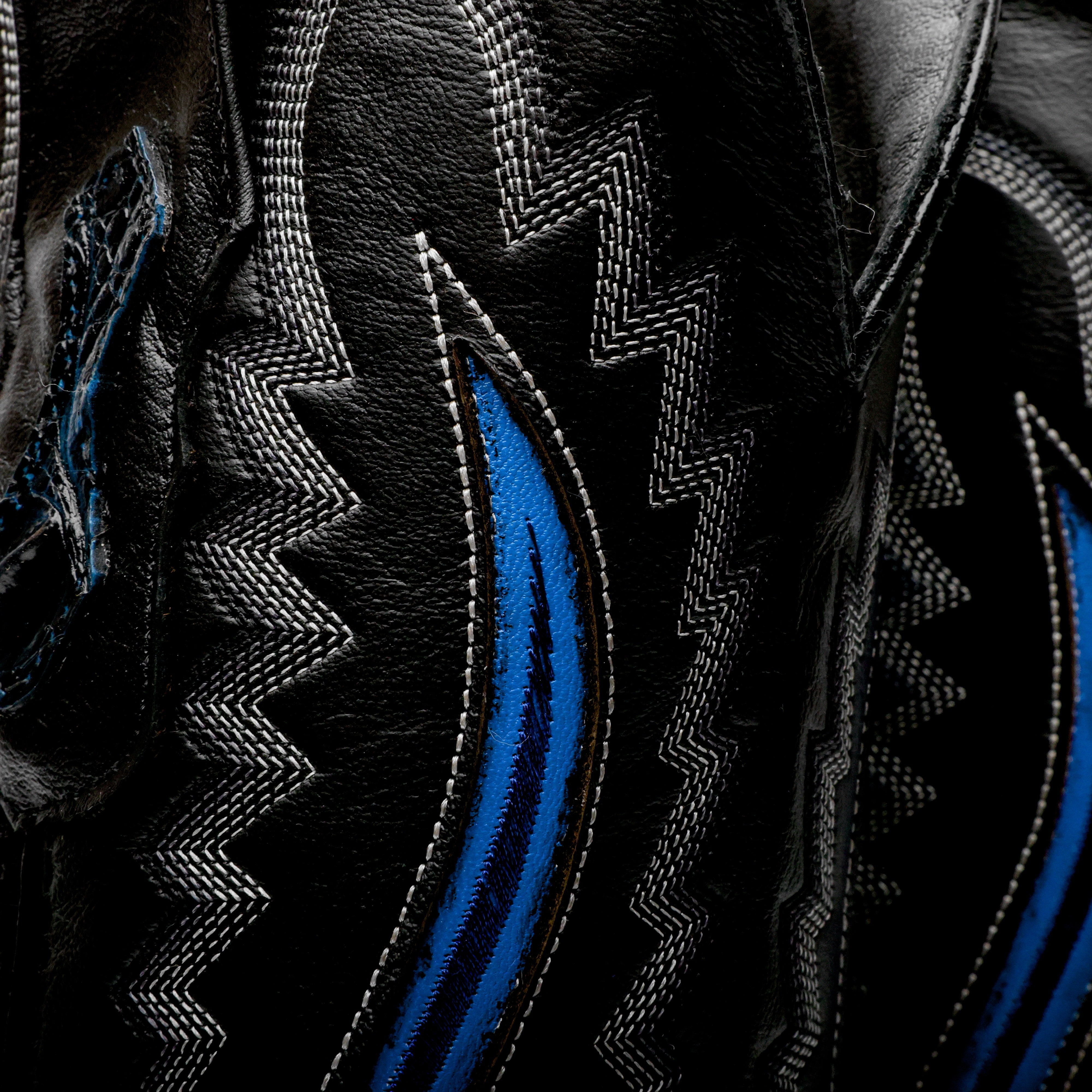 Midnight Blue Giant Caiman Hornback Leather Boots - Square Toe