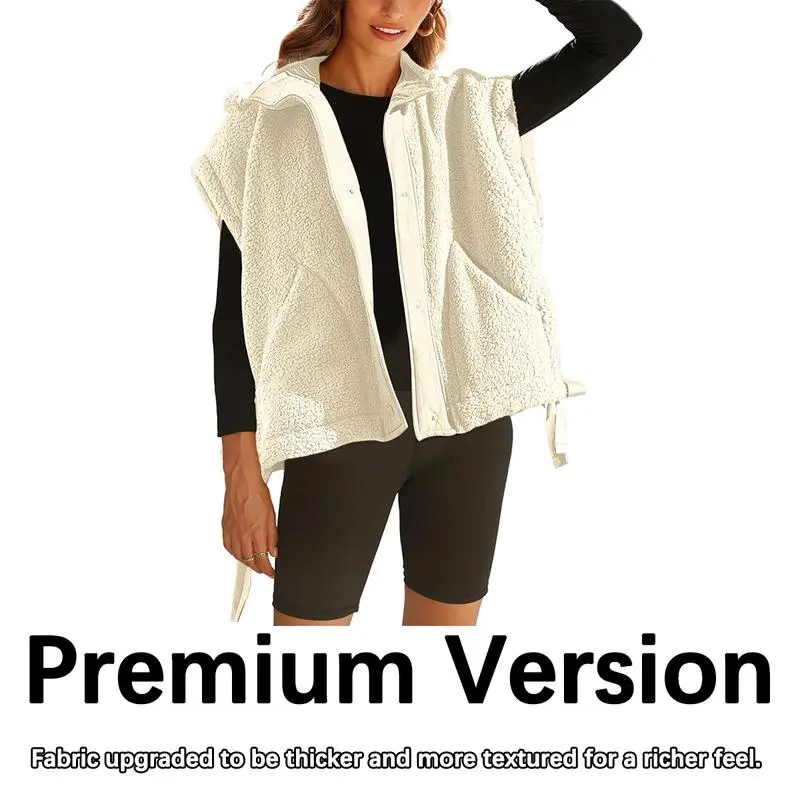 Women's Warm Fleece Vest Casual Sleeveless Button Down Sherpa Jacket