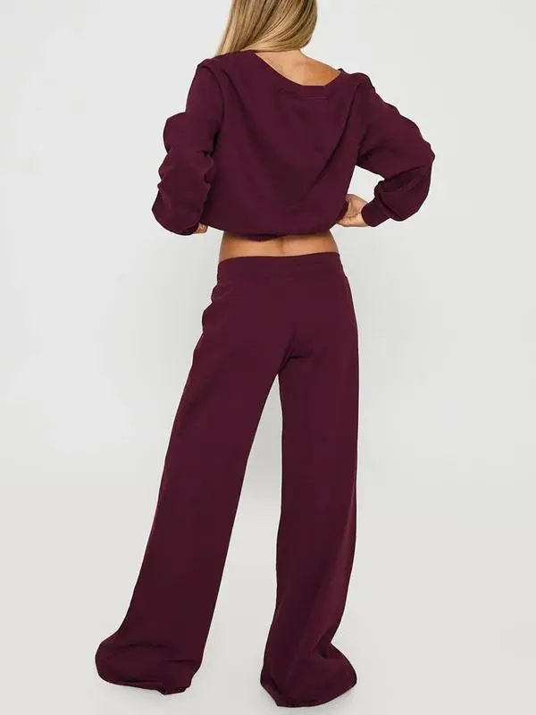 Women Off the Shoulder Long Sleeve Jumper & Pants 2 Piece Set