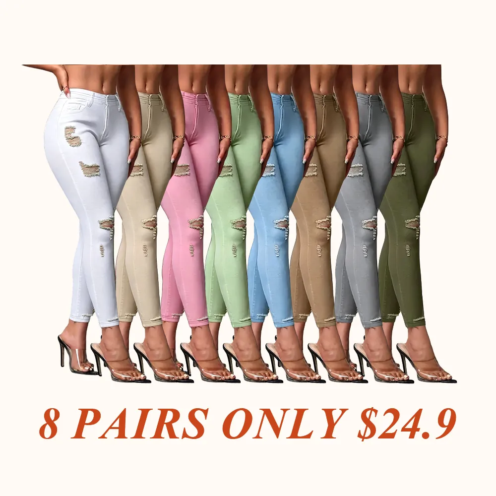 Women's Leggings Denim Fashion Bottoms, Casual Streetwear Pants for Daily Wear & Party