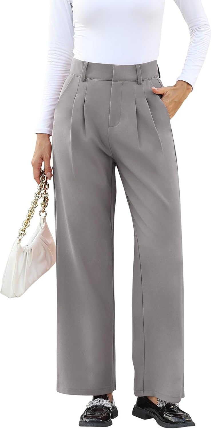 High-Waisted Work Pants for Women – Business Casual Office Trousers with Pockets