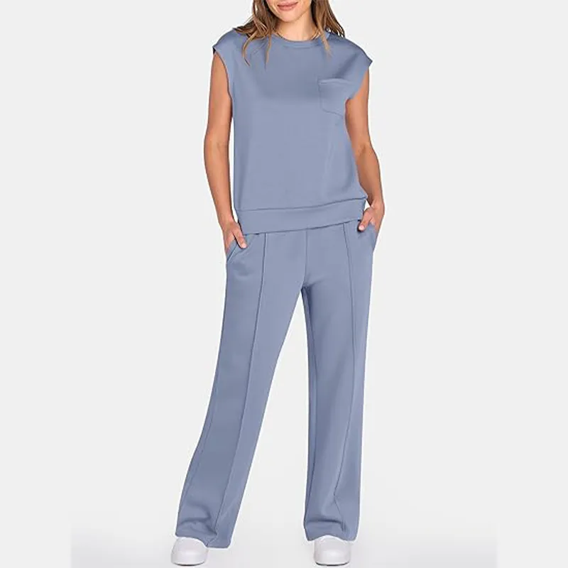 Women's 2-Piece Sleeveless Wide Leg Lounge Set