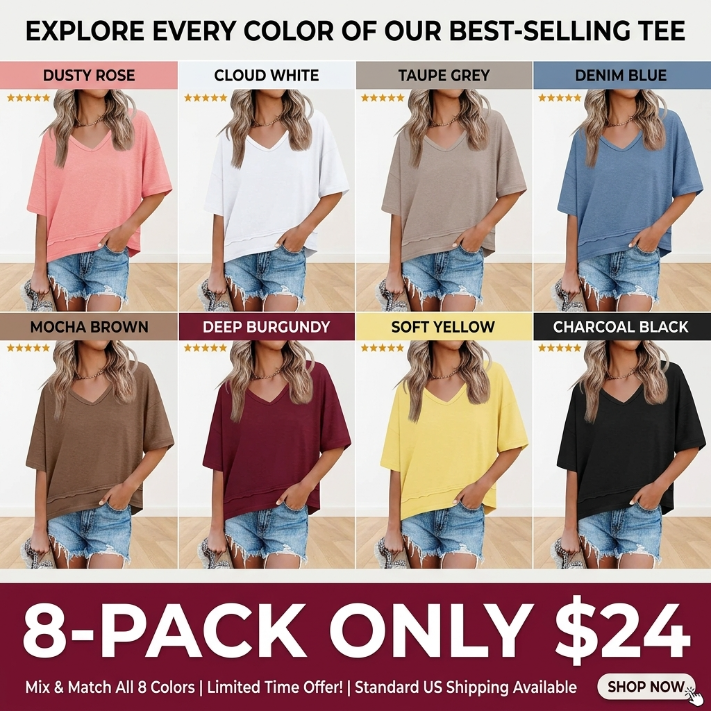 Women’s Premium Summer V-Neck Tee - Breezy & Effortless Loose Fit