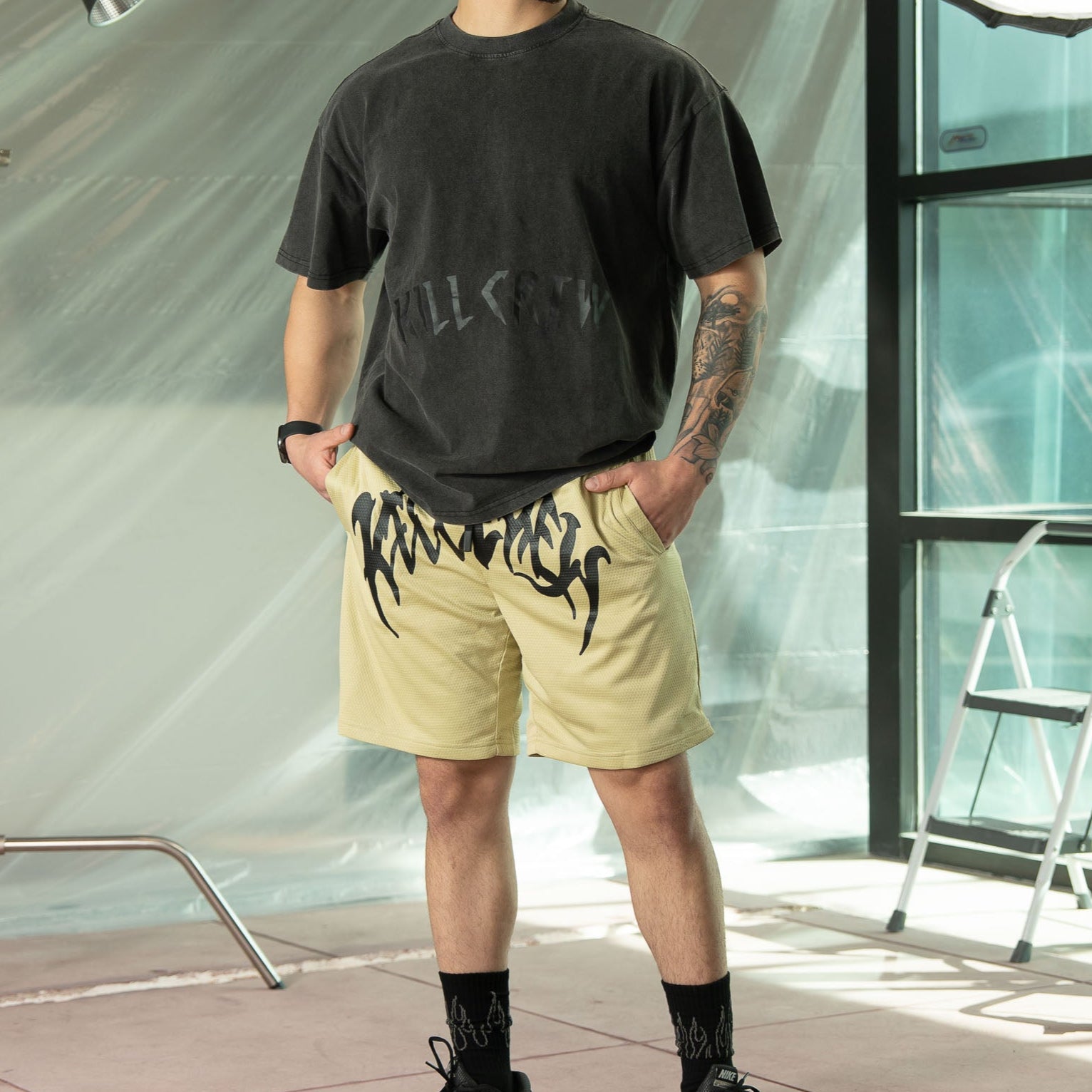 RELAXED CUT SHORTS CLASSIC - GREEN / BLACK