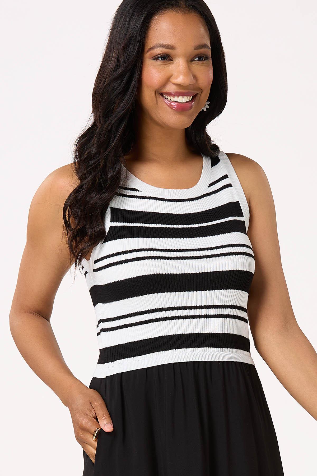 Twofer Stripe Midi Dress