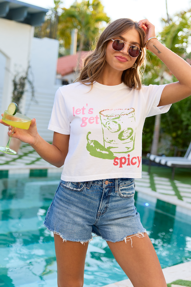 Let's Get Spicy White Boxy Graphic Tee