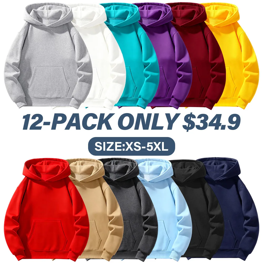 Men's solid color basic hooded sweatshirt