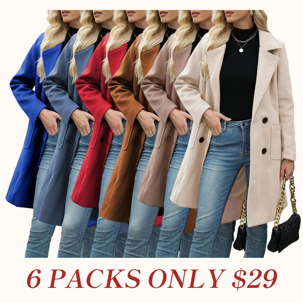 Women Winter Wool Blend Camel Mid-Long Coat