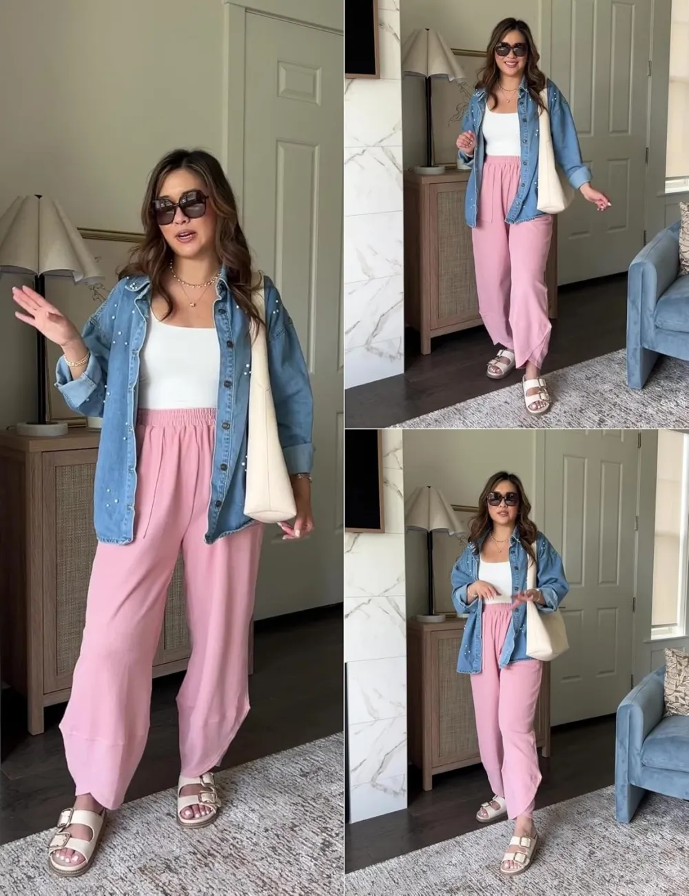 Women's Wide Leg Harem Pants Casual Palazzo Pants with Pockets High Waist Relaxed Fit