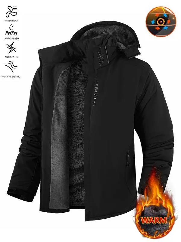 Men's Winter Ski Jacket Warm Fleece Lined Waterproof Windproof Hooded Insulated Outdoor Jacket