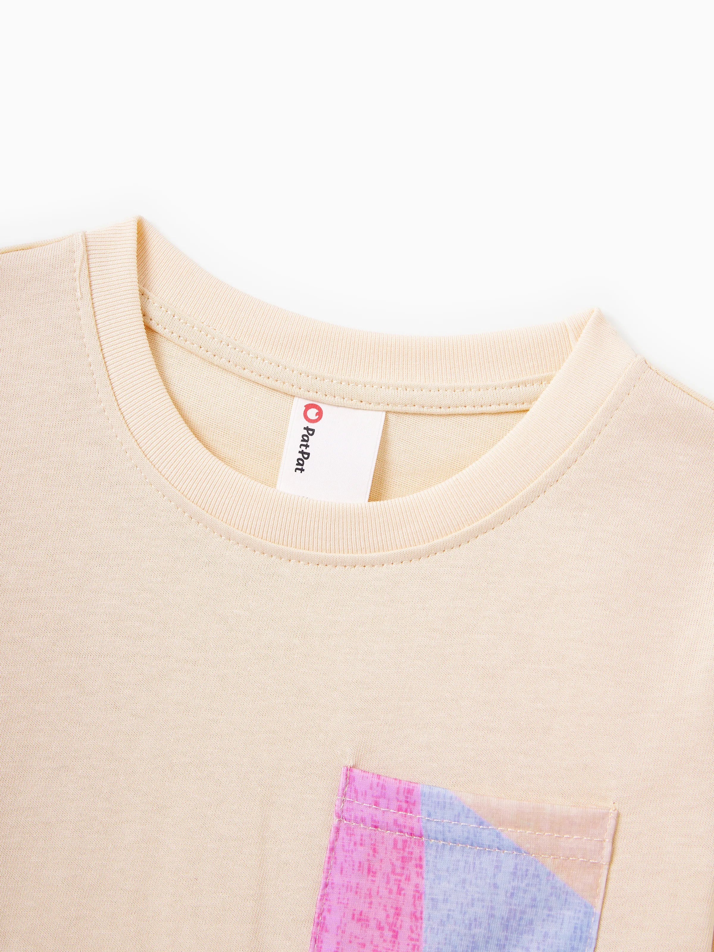 Family Matching Outfits Set Colorblock Sleeveless Strappy Dress or Short-sleeve T-shirt Multi-color