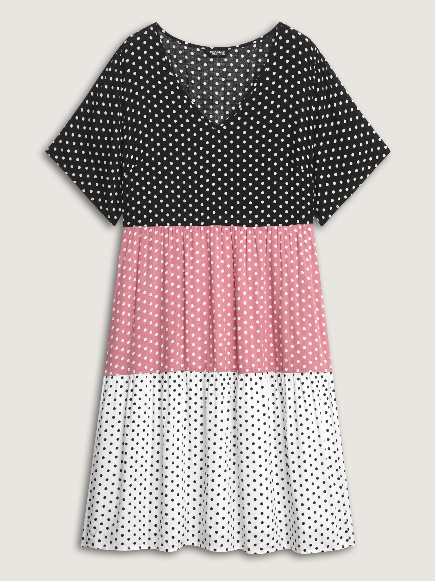Polka Dots Colorblock Midi Dress