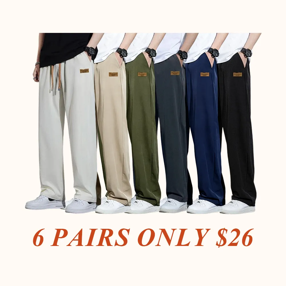 Men’s Casual Lightweight Ice Silk Jogger Pants with Drawstring Waist — Machine washable